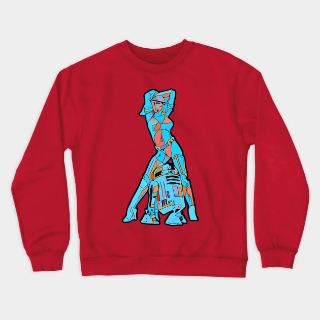 Sexy Saturated girl with robot Crewneck Sweatshirt by Bespired